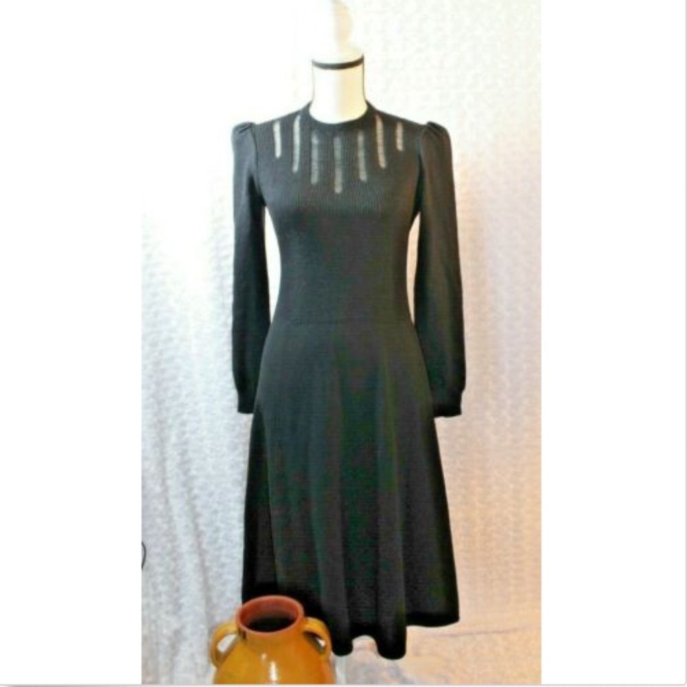 St John for Lillie Rubin Vintage Black Puff Sleeve